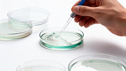 Scientist working with petri dishes in lab