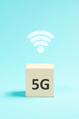 5 G mobile high speed internet signal, free WiFi, connect wireless network, communication mast, fast data streaming concept
