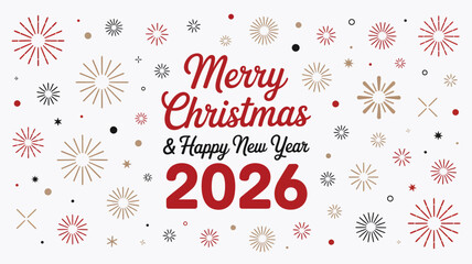 Merry Christmas and Happy New Year 2026 festive greeting card