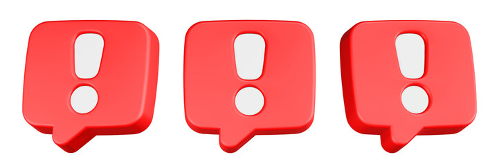 alert 3d rendering icon red bubble chat