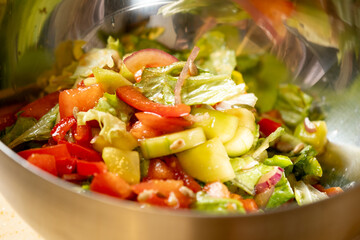 Salad in Metallic Bowl Photography