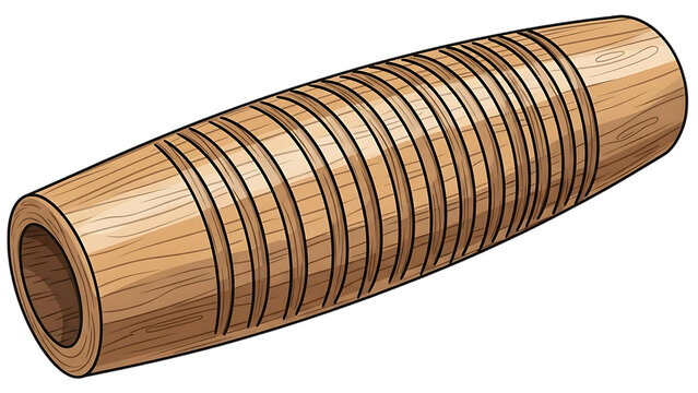 Authentic wooden g&uuml;iro musical instrument, a traditional percussion piece with carved grooves