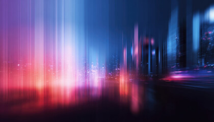 long exposure motion blur background of abstract high speed internet connection technology of skyline city.