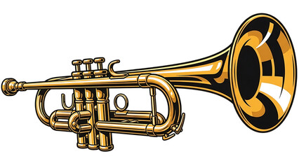 Fototapeta premium Golden brass trumpet illustration capturing the essence of classical music and jazz