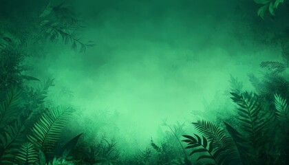 Lush Green Tropical Forest Canopy with Dense Ferns and Overgrown Vegetation for Nature Backgrounds