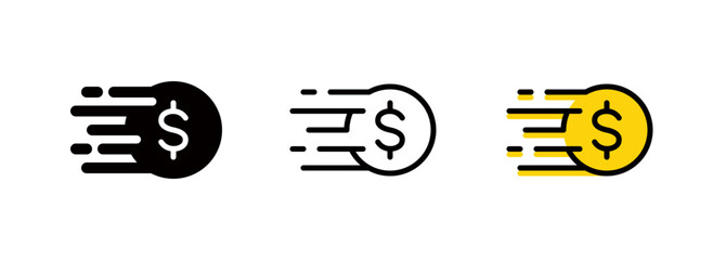 Fast money, quick payment icon, financial technology, investors' funds aiming for profits through quick transactions