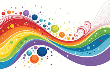 Colorful Abstract Wave Background Illustration , Creative Rainbow Flow Design