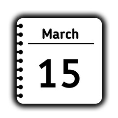 March 15st calendar new year day reminder icon note pad diary symbol