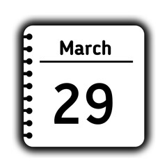March 29st calendar new year day reminder icon note pad diary symbol