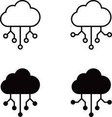 クラウドサービス　回路が描かれているアイコンセット