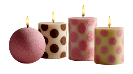 Colorful candles with polka dot designs