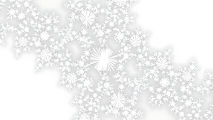 Seamless winter pattern featuring white snowflakes and silver stars on a dark black background for a festive Christmas holiday wallpaper or ice texture decoration