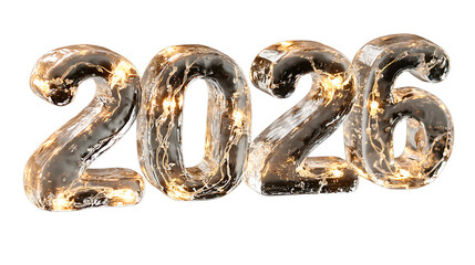 2026 with golden color and lights on white background 