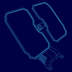 Blueprint of solar panel contours on a stark blue background. The detailed technical drawing emphasizes innovative design and renewable energy concepts.