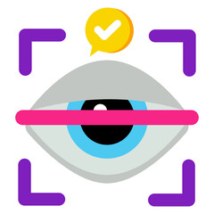 A colored design icon of iris recognition