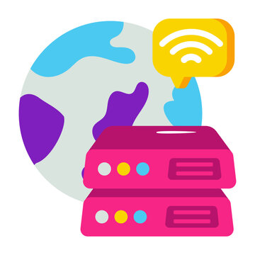 A flat icon design of global server 