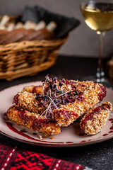 Deep Fried Suluguni Cheese With Berry Sauce