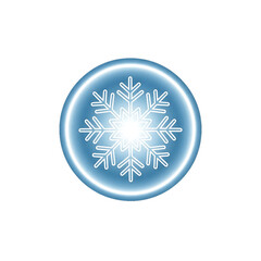 Circular emblem showing frosty snowflake