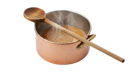 Copper Pot Boiling, Wooden Spoon