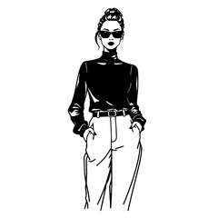 fashion model in black dress