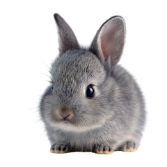 Obraz premium Adorable Bunny Portrait: This endearing image showcases a charming gray bunny, its innocent eyes capturing a moment of pure curiosity, exuding a sense of gentle purity.