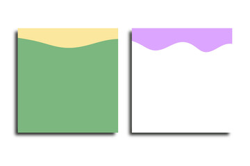 Set of Two Abstract Wavy Color Block Backgrounds, Pastel Green, Yellow, and Purple Graphic Design Templates
