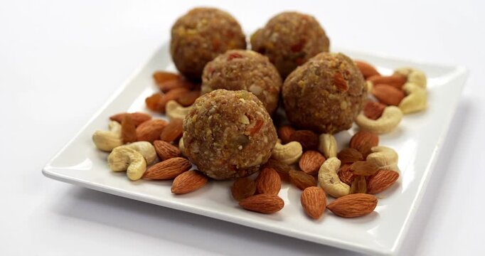 Traditional Dink laddu made from edible gum and dry fruits, called Dinkache ladoo or gond ke laddoo
