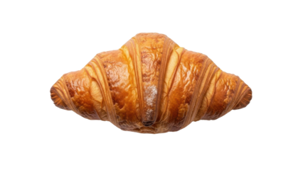 Golden Croissant on White Background