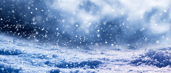 Abstract winter texture with deep blue snow, icy details and soft sparkling particles. Cold seasonal backdrop for holiday designs, winter promotions and backgrounds.