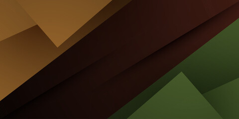 Abstract dark brown overlap green triangle shapes pattern element concept background design. Futuristic banner style. Cool frame background.