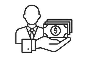 Business person offering cash money payment or financial transaction service