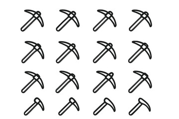 Seamless repeating pattern featuring black outline icons of mining pickaxe tools