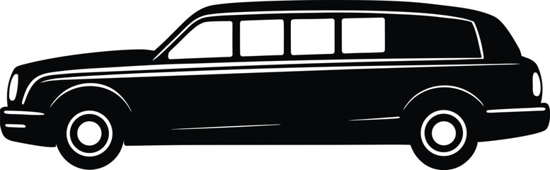Black and White Illustration of a Limousine