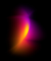 Vertical glowing neon petal shape with dark contrast