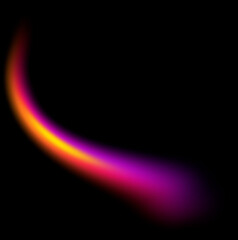 Long neon curved swoosh line glowing on black