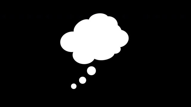 Thinking Bubble or thinking cartoon cloud animation with transparent alpha channel. suitable for web and graphic design. 4K video.