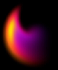 Vertical neon comma swirl glow on black