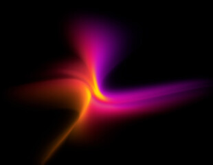 Neon cross gradient swirl shape glowing on black