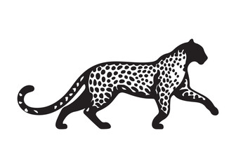 leopard logo silhouette vector design, panther logo silhouette illustration, leopard silhouette logo vector animals, big cat silhouette cheetah wild animal logo silhouettes vector on white background