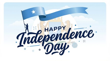 somalia flag for independence day on white background with waving ribbon flag and date