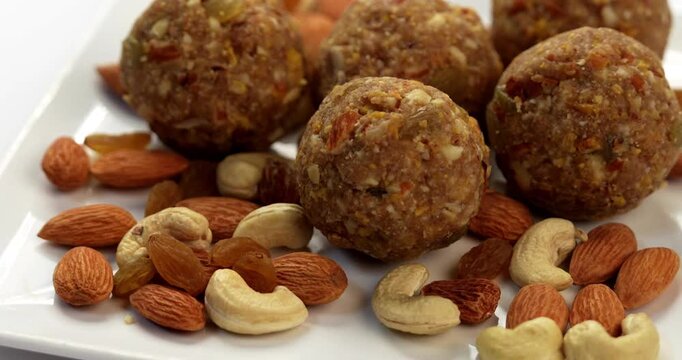 Traditional Dink laddu made from edible gum and dry fruits, called Dinkache ladoo or gond ke laddoo