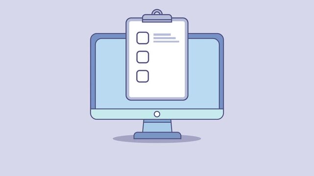 Flat Checklist and Task Management on Desktop Monitor, Suitable for Productivity, Business, and Management