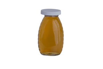 Small Glass Bottle with Orange Liquid and White Cap PNG