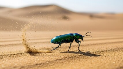 Sand Skipper Beetle Navigating Dunes