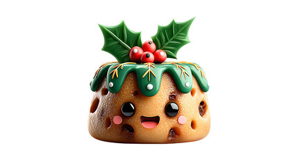 Christmas cake decoration on white background 