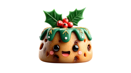 Christmas cake decoration on white background 