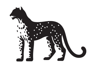leopard logo silhouette vector design, panther logo silhouette illustration, leopard silhouette logo vector animals, big cat silhouette cheetah wild animal logo silhouettes vector on white background