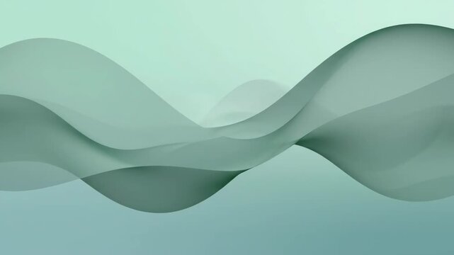Flowing semitransparent green waves against a soft graduated green background