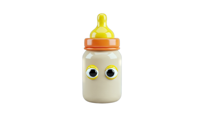 Funny Baby Bottle with Eyes - Isolated on White
