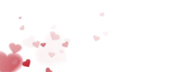 Beautiful background of hearts for mother's day, birthday, valentine's day. Romantic design element about love, blurred hearts on transparent background, vector, png.	

